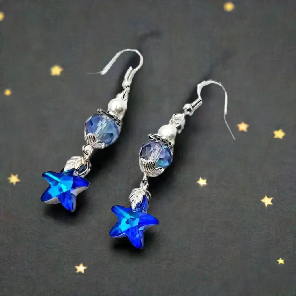 Blue crystal star beaded Earrings
