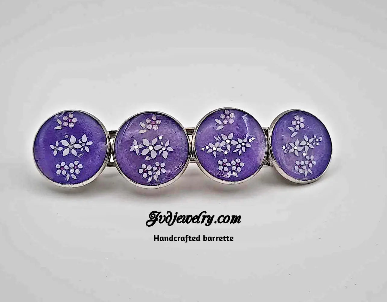 Handcrafted barrette Purse charms/ Key chain Accessories purple and white