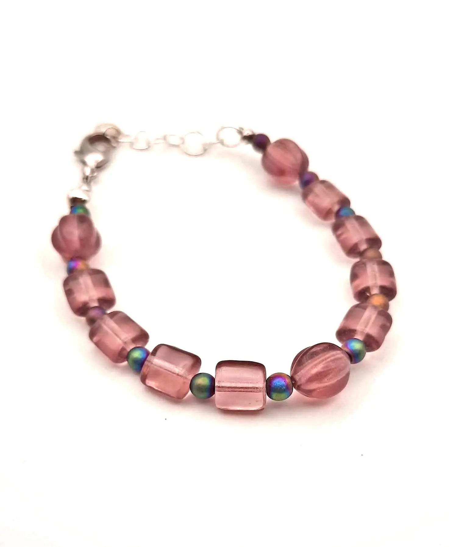 Purple glass bead bracelet