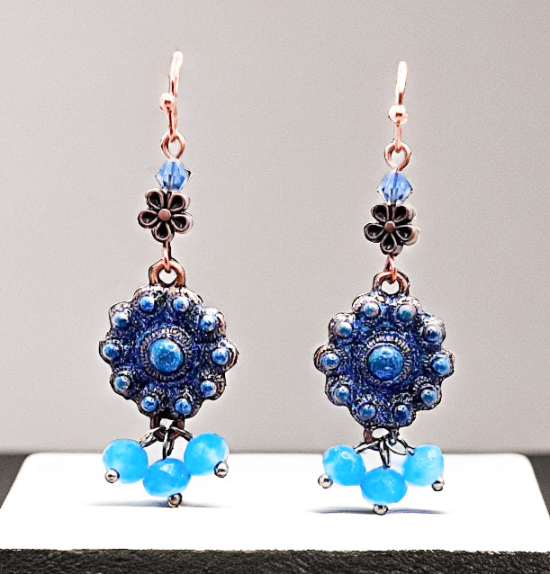 Antique copper charming turquoise Dangle Earrings