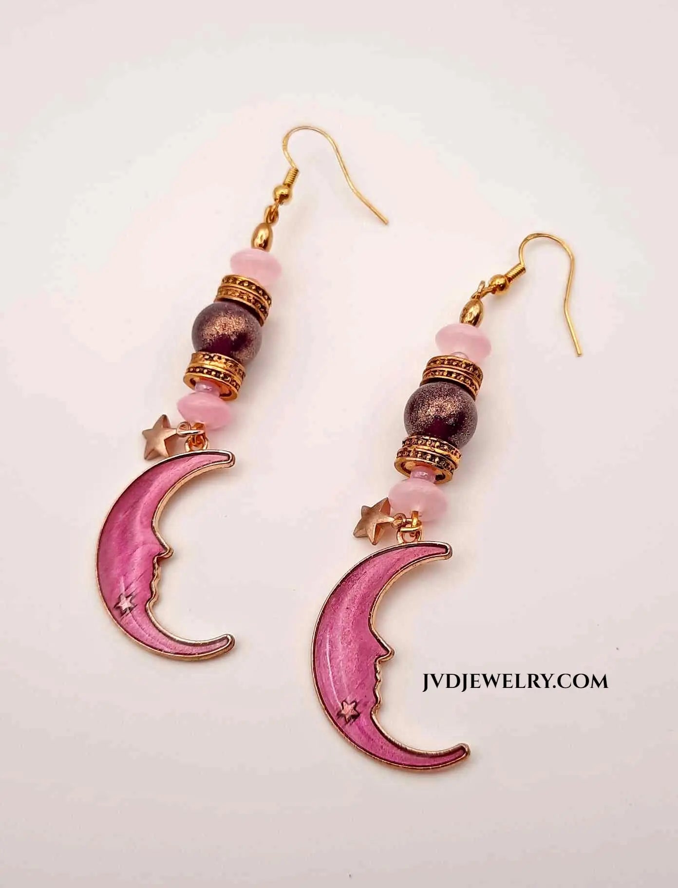 Moon face enamel earrings