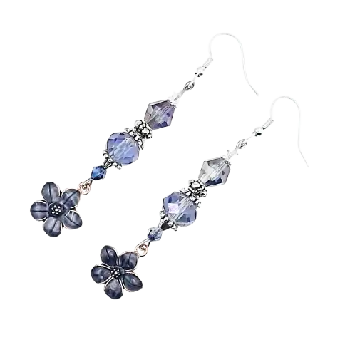 charcoal color enamel flower Earrings