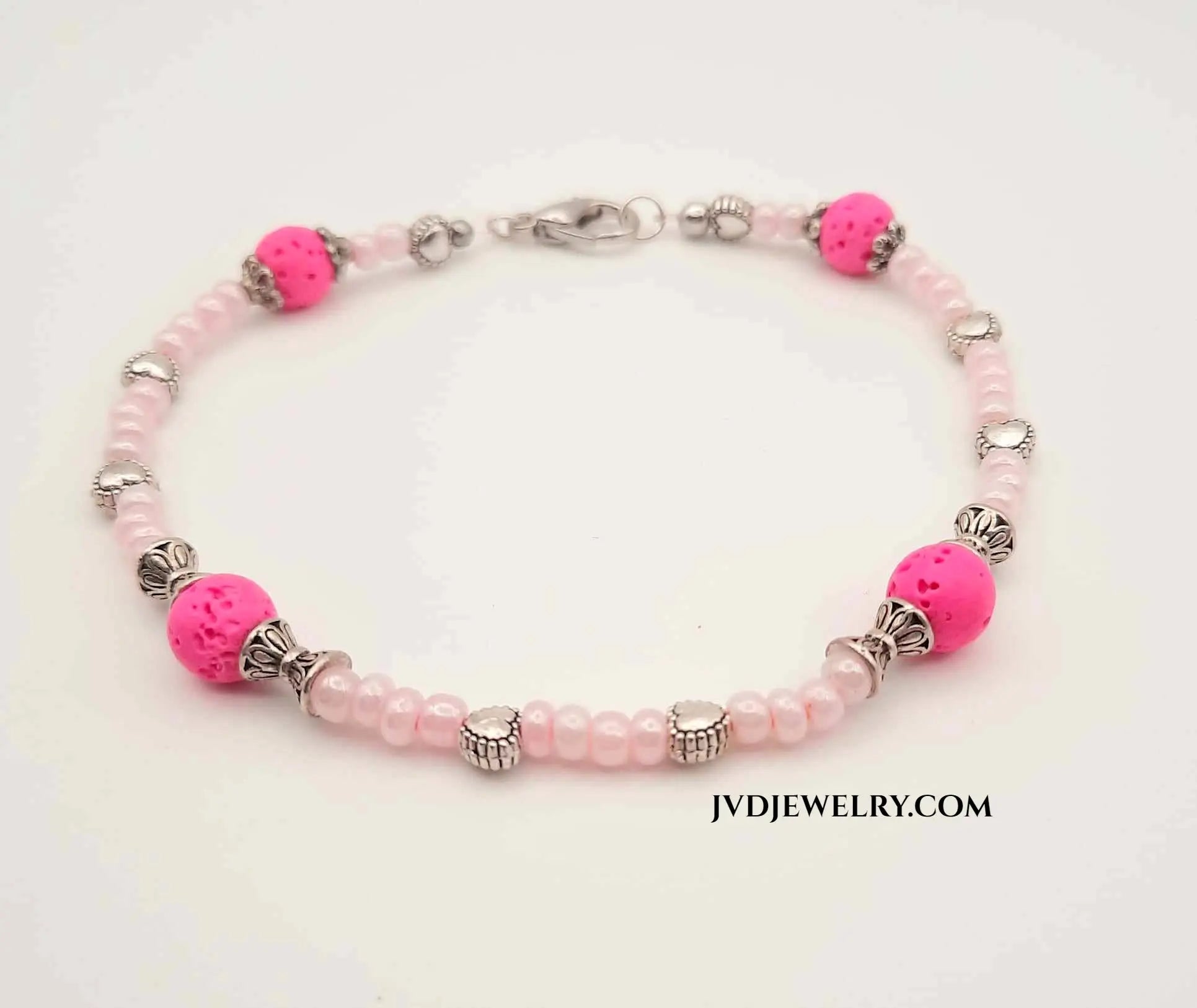 Pink seed bead Ankle bracelet by Josie
