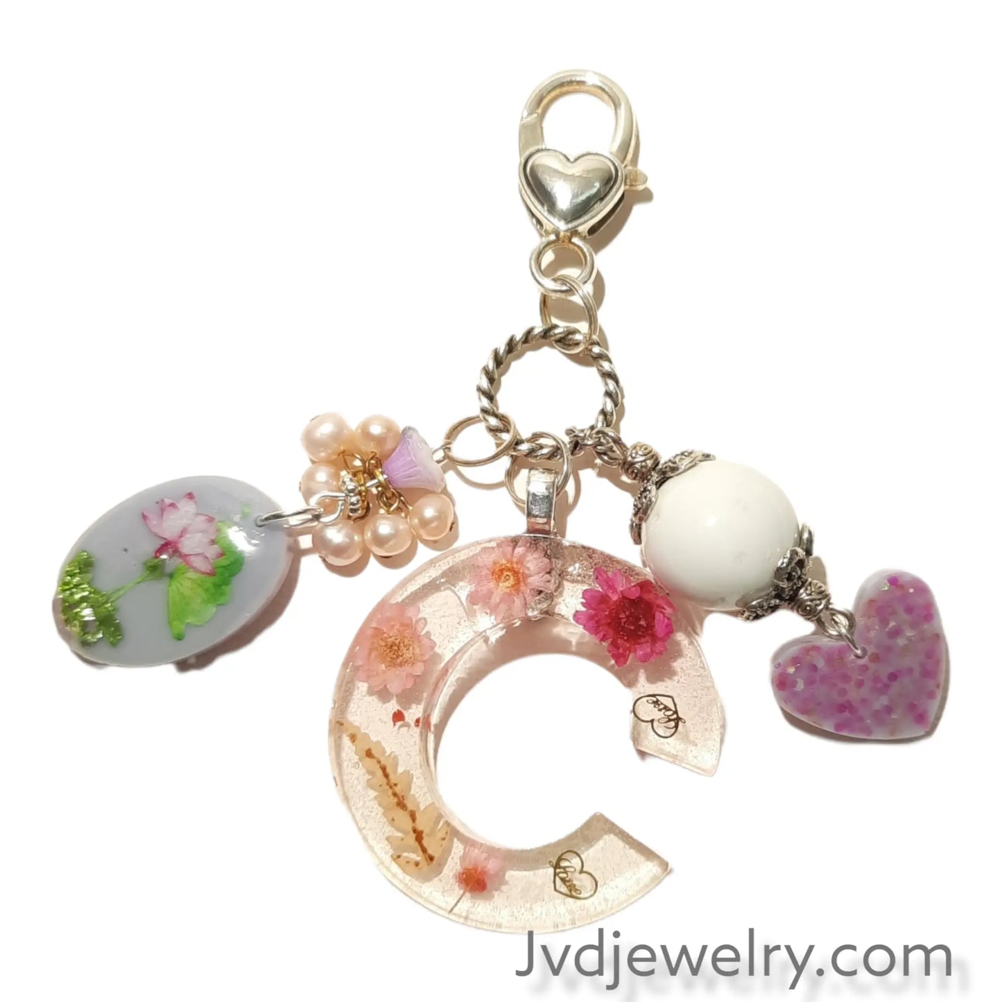 Letter initial resin dried flowers key chain accessories - Image #4