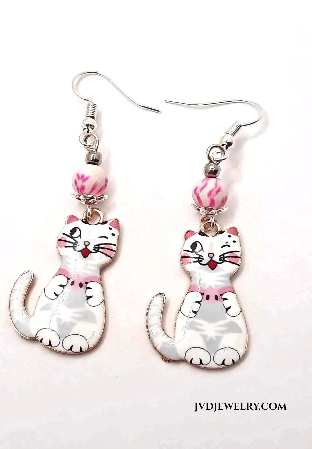 Enamel cat charm Earrings
