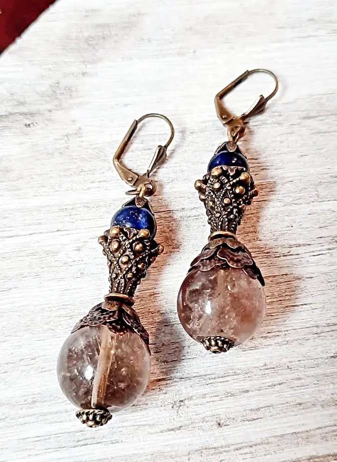 Short Lapis Lazuli stone Earrings