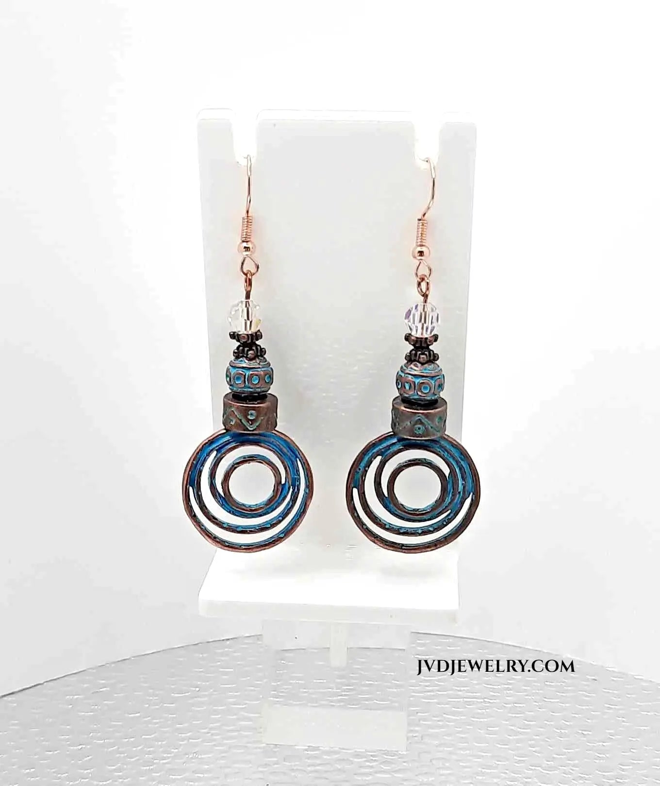 Patina drop with Crystal Earrings