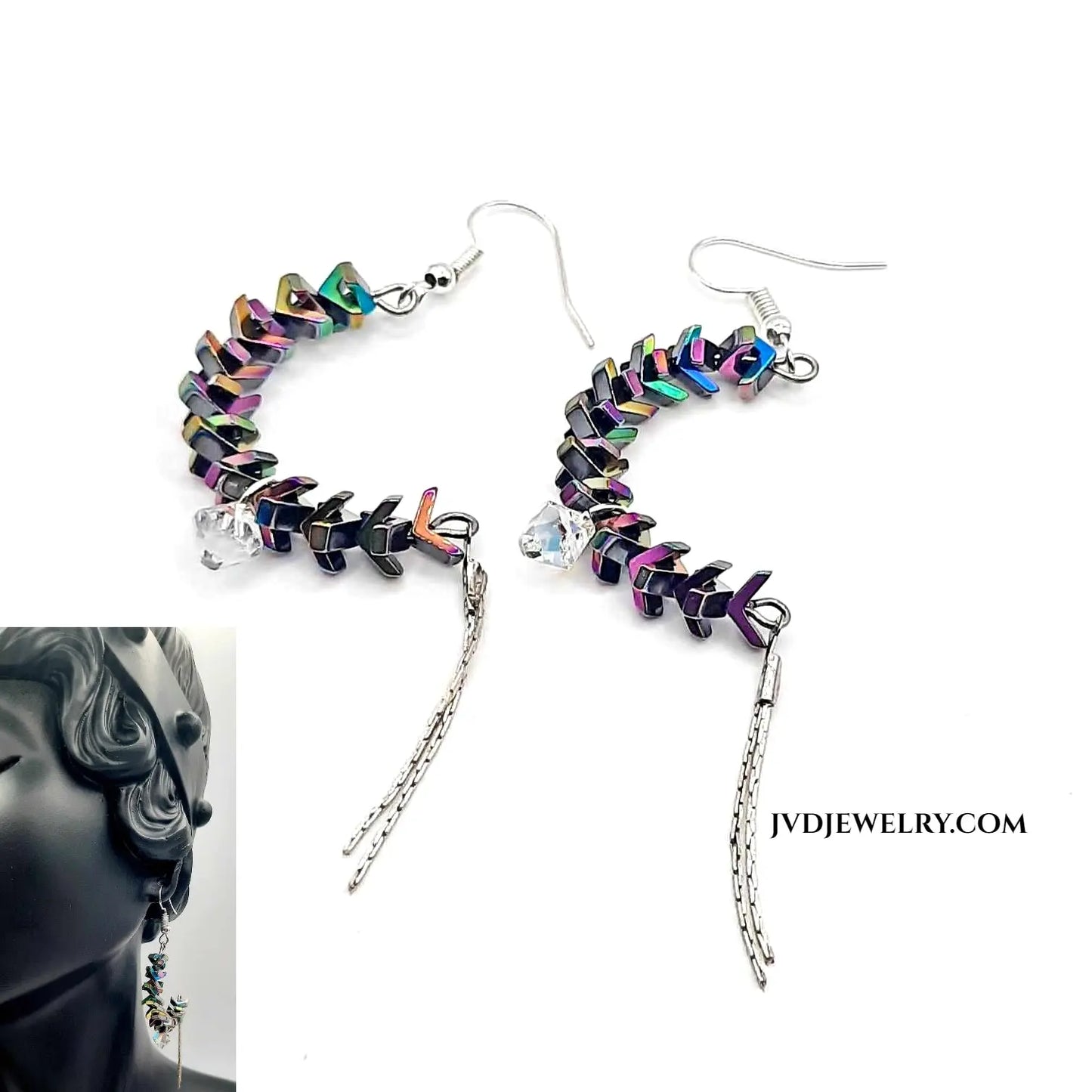 Rainbow color open hoop earrings