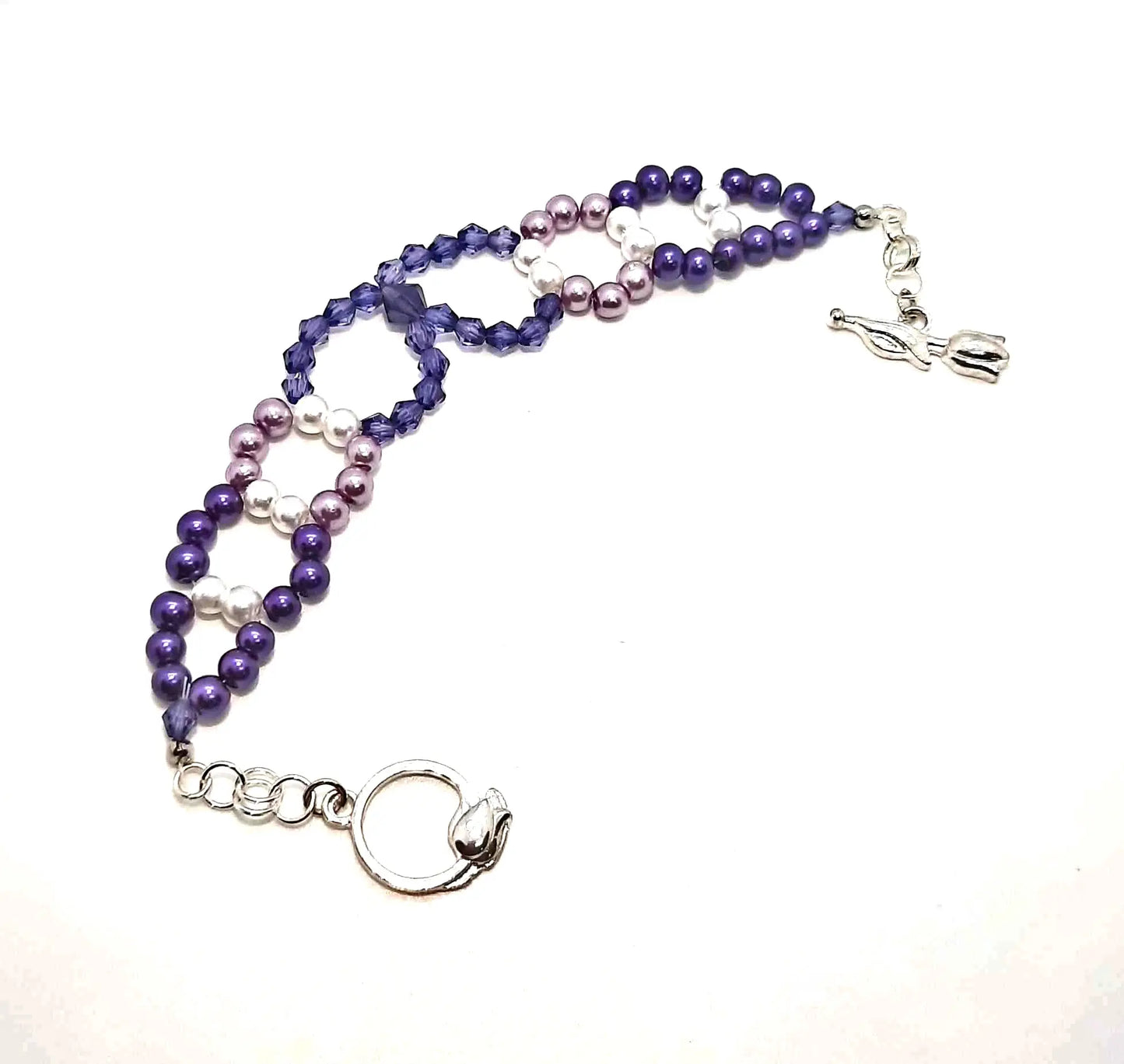 Glass pearl beaded bracelet purple