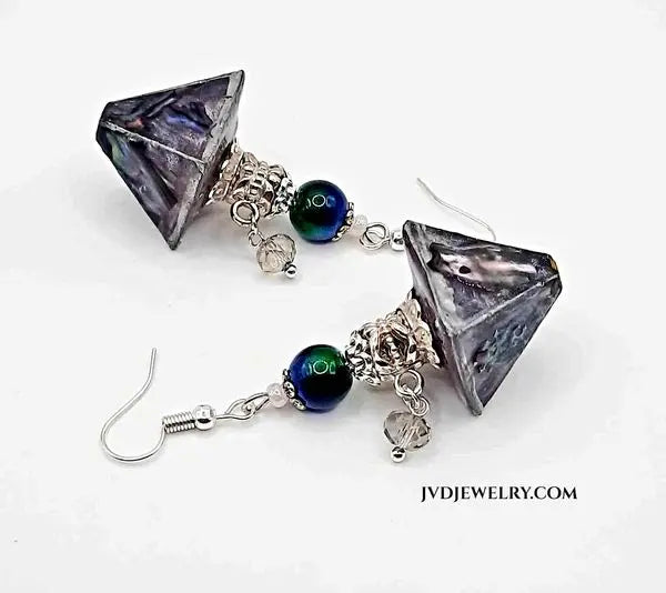 triangle abalone earrings resined