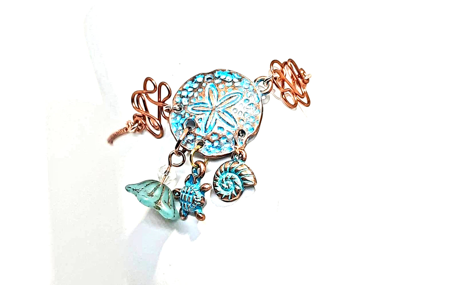 Rose gold adjustable patina charm bracelet