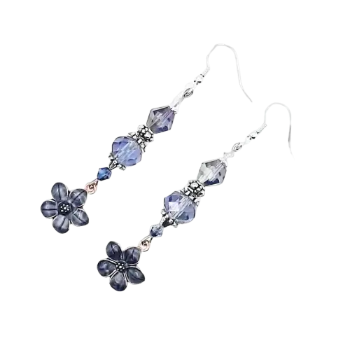 charcoal color enamel flower Earrings