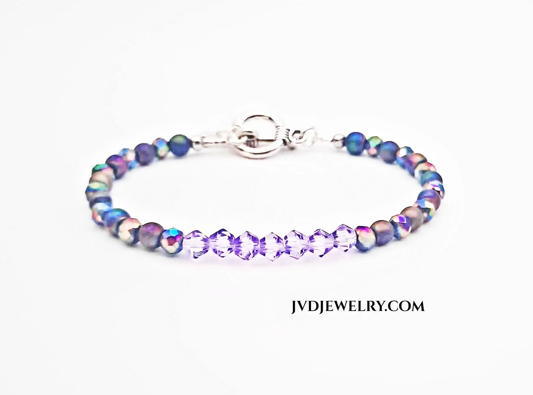 Rainbow bracelet with lavender crystals
