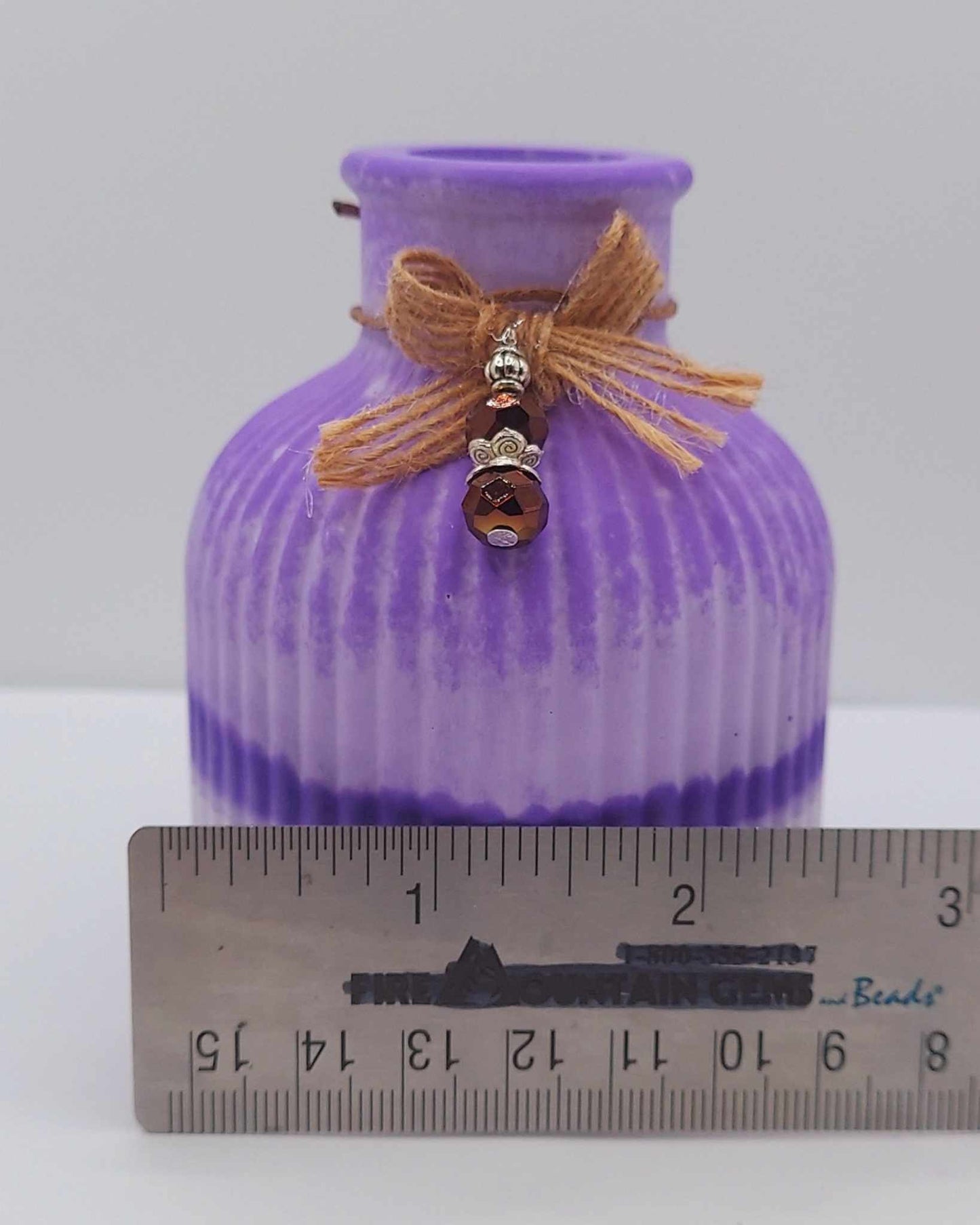 Resincrete jar, bow jute with decoration beads, Accessories Resin