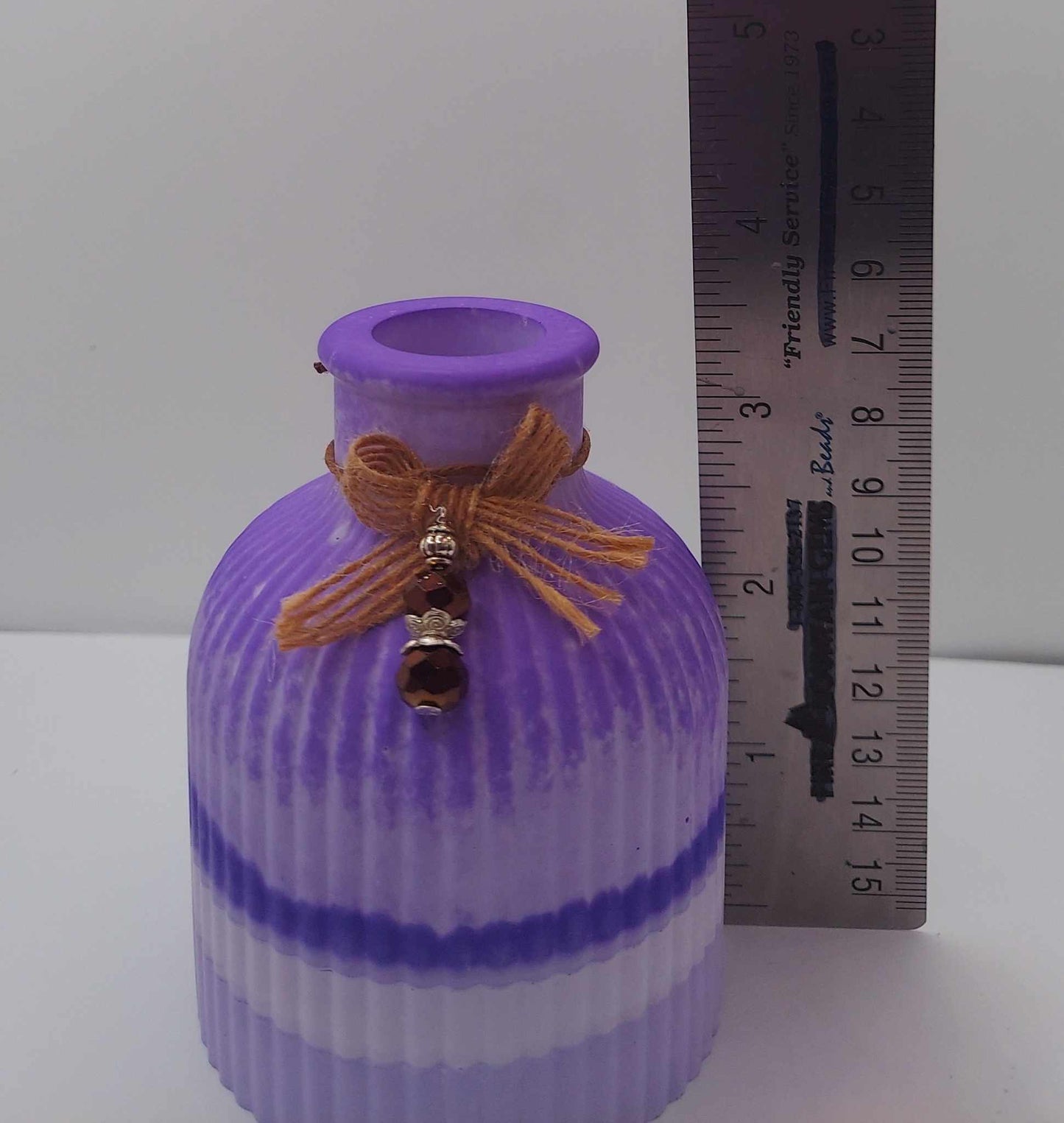 Resincrete jar, bow jute with decoration beads, Accessories Resin