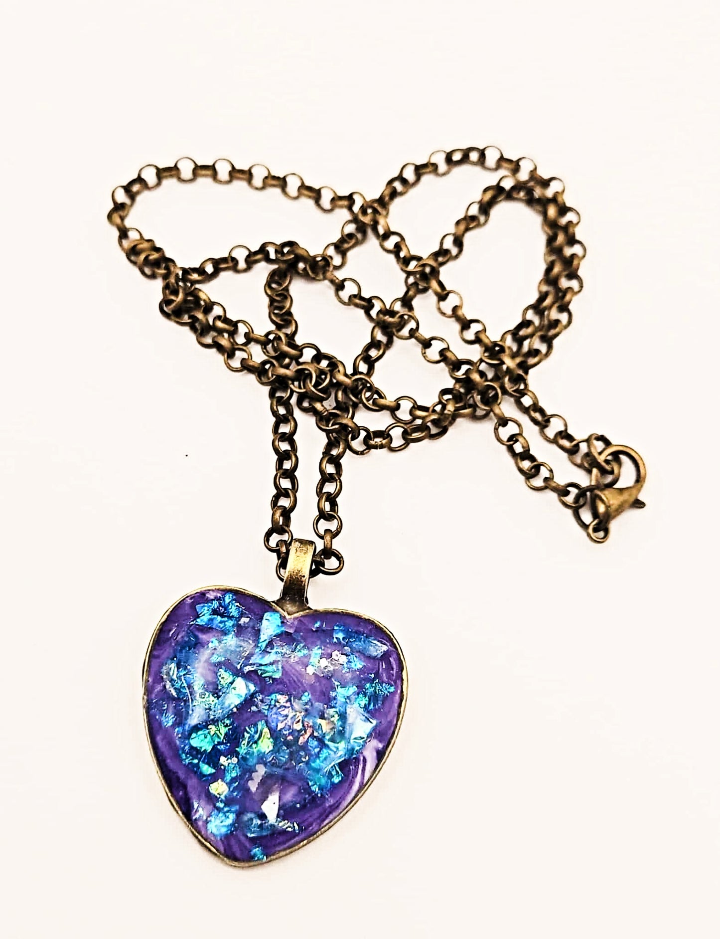 Unique Resin art pendant Necklace heart pendant handcrafted by Josie