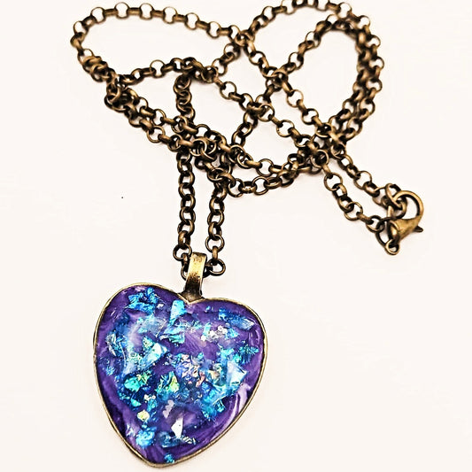 Unique Resin art pendant Necklace heart