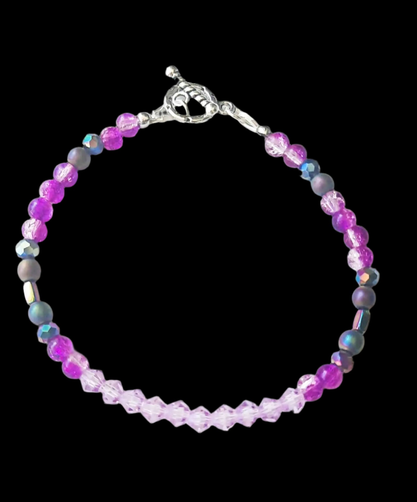 Delicate purple bracelet with crystals