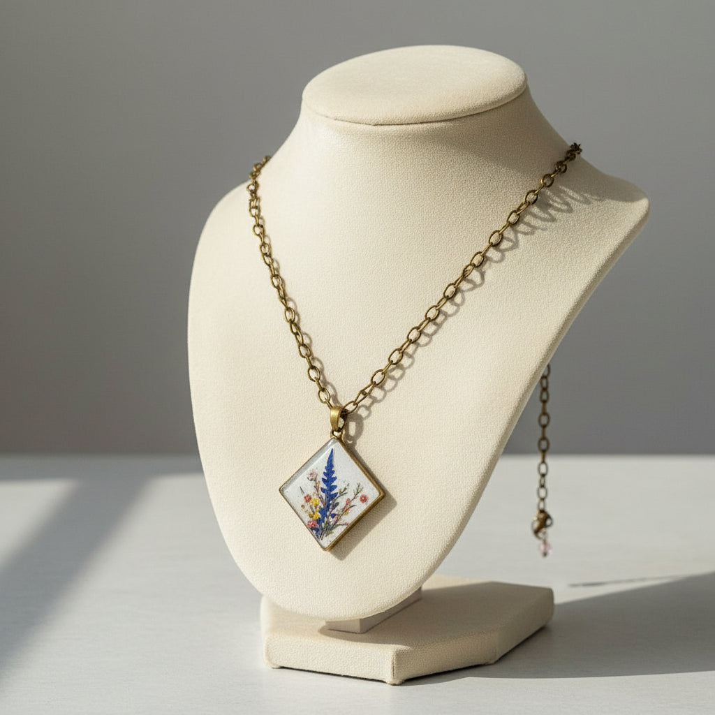 Resin Flower Necklace bronze chain women