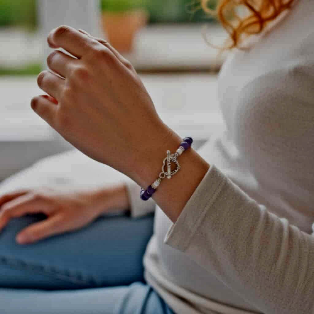Purple Gemstones Bracelet heart clasp