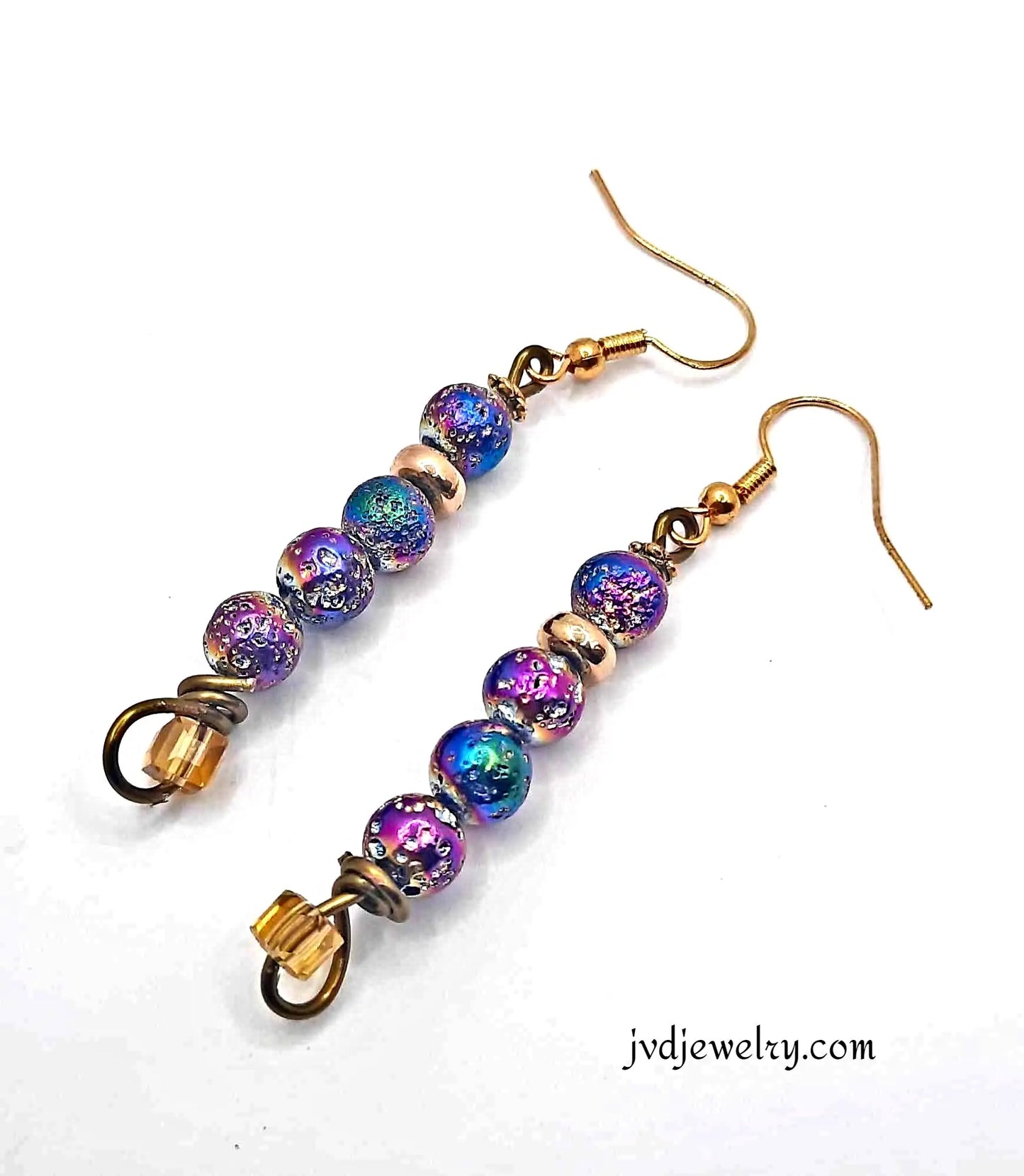 Vibrant Natural Volcanic Lava Beads Earrings