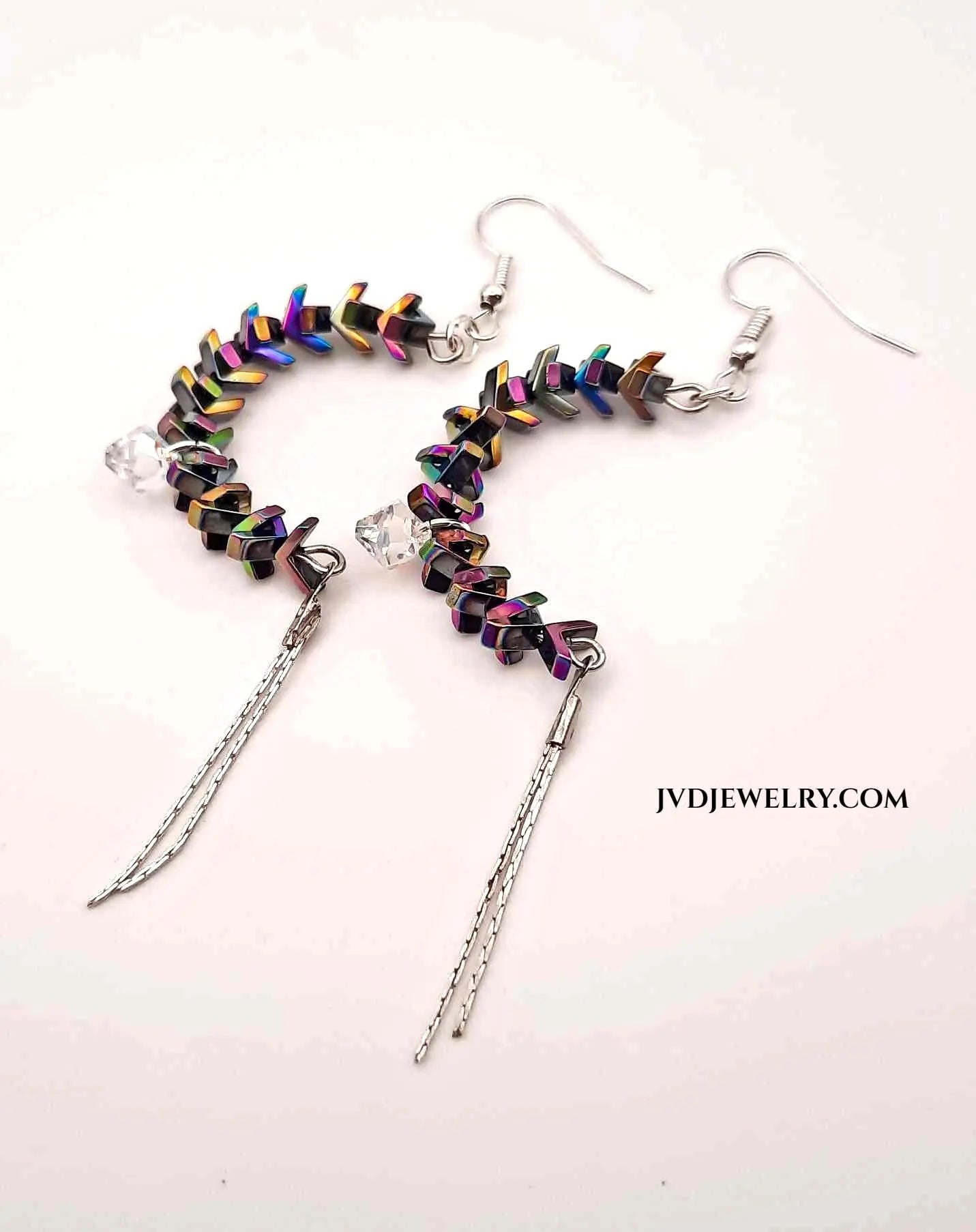 Rainbow color open hoop earrings