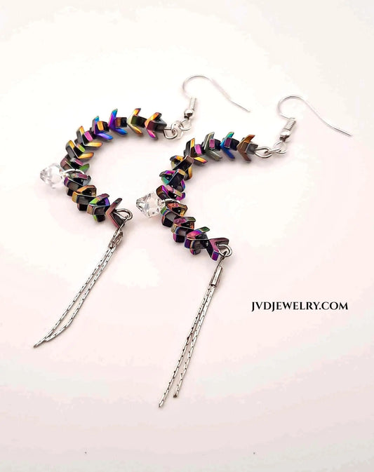 Rainbow color open hoop earrings