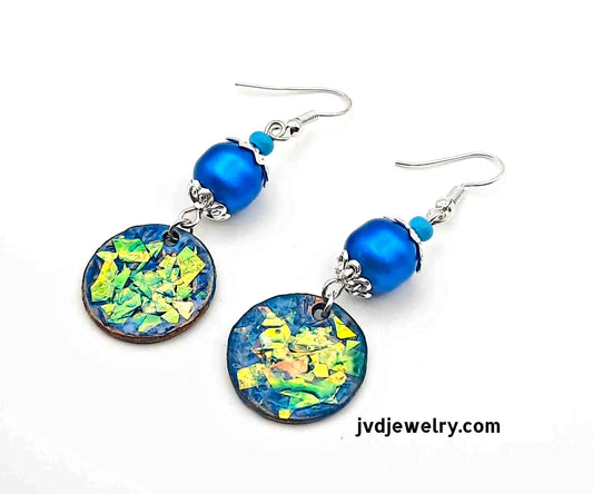 Resin Handcrafted Charms Blue Earrings