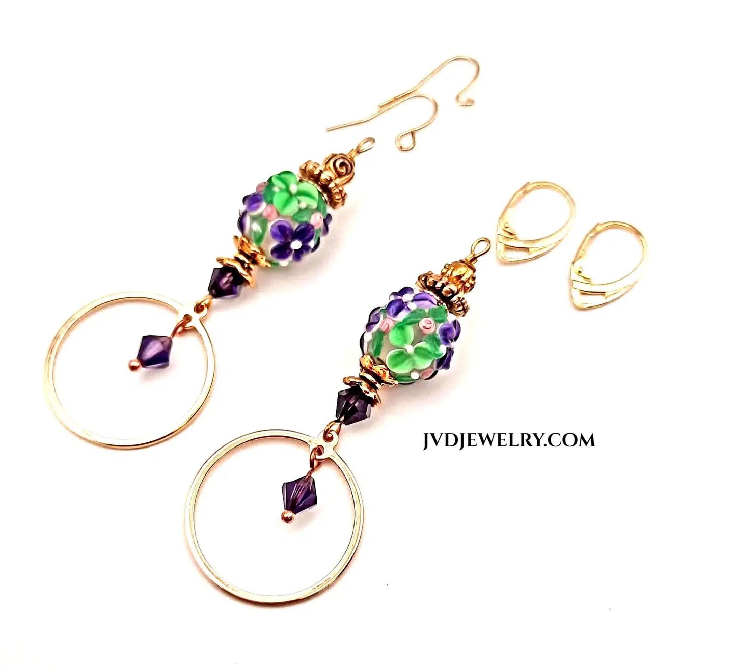 Lampwork Flower Handmade Earrings