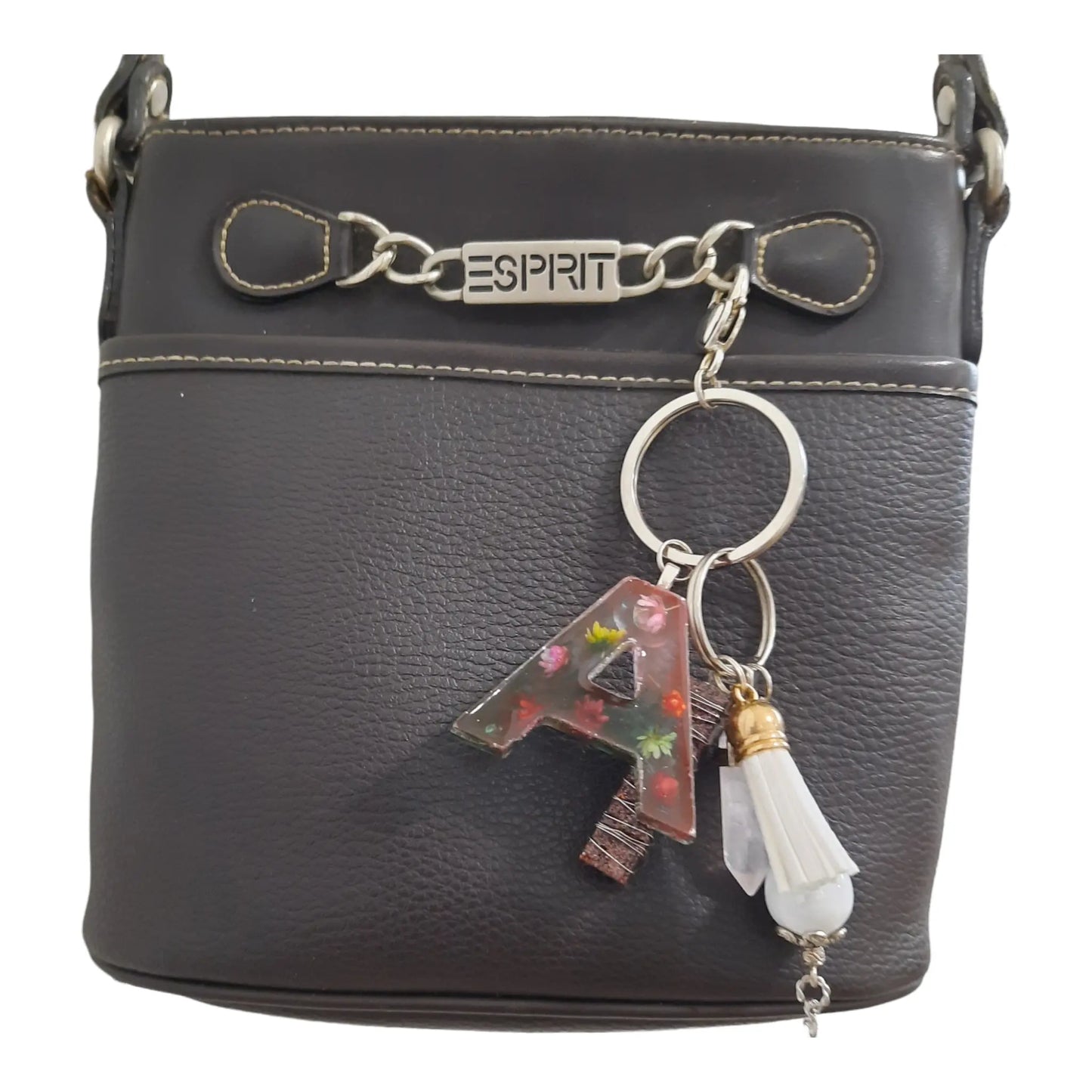 Letter initial resin dried flowers key chain accessories - Image #2