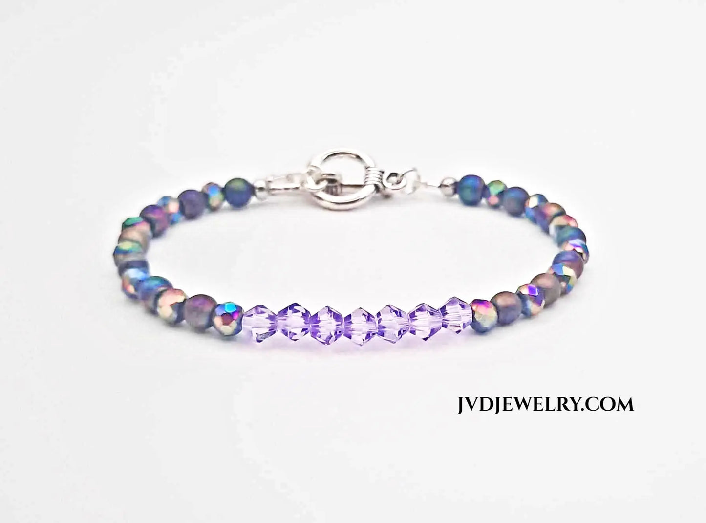 Rainbow bracelet with lavender crystals