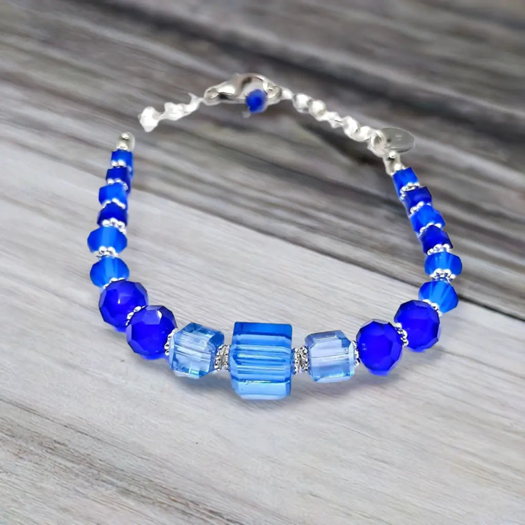 Blue crystal silver bracelet