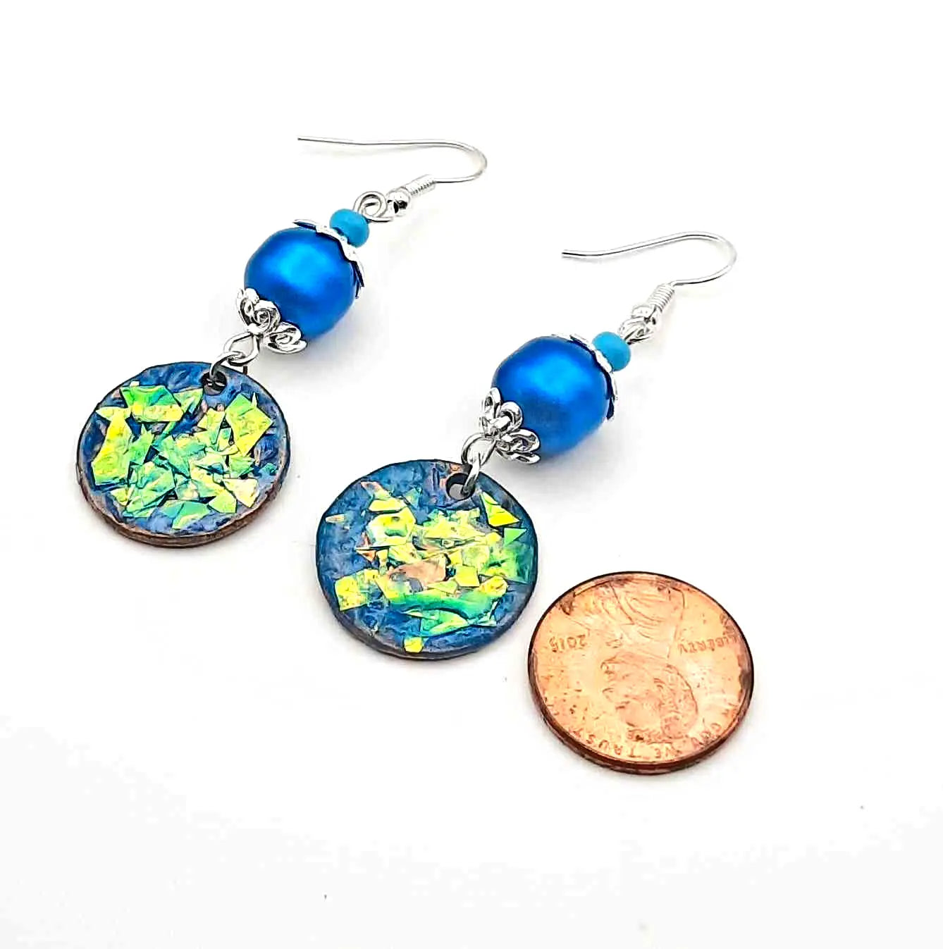 Resin Handcrafted Charms Blue Earrings