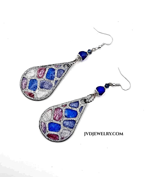 Silver grey drop Earrings