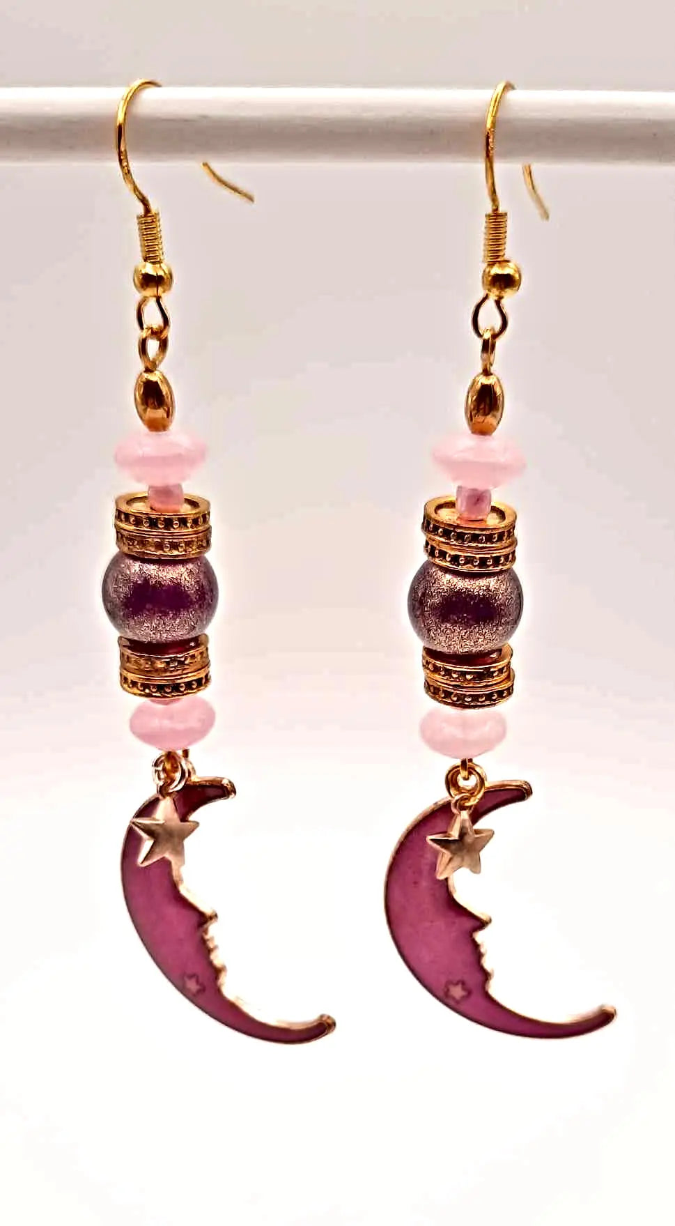 Moon face enamel earrings