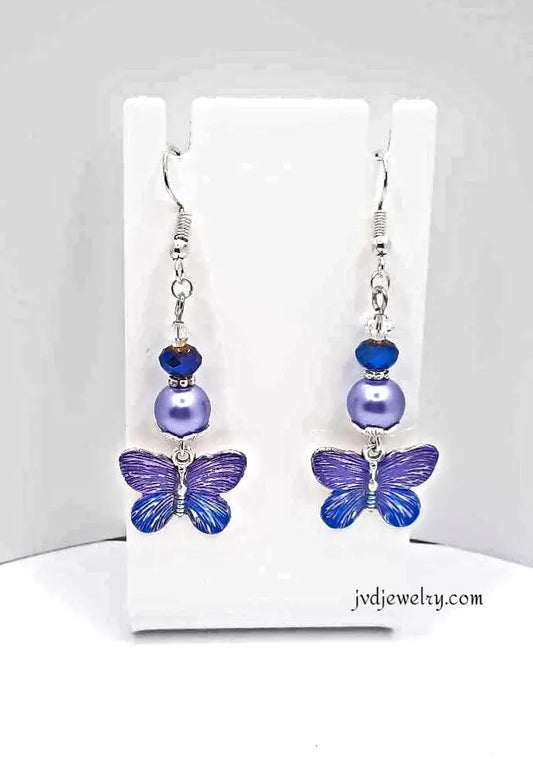 Handpainted Enamel Butterfly Earrings