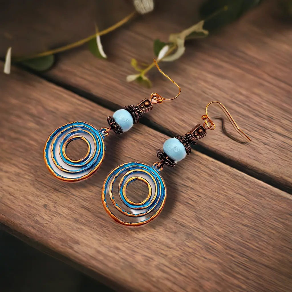Patin Swirl wood bead 2inches Earrings