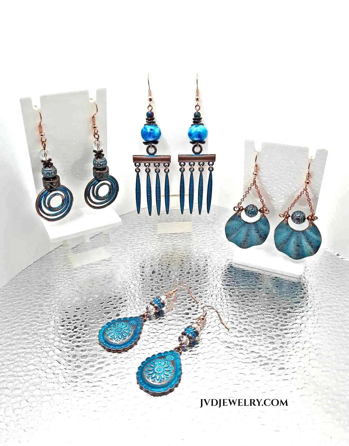 Patina drop with Crystal Earrings