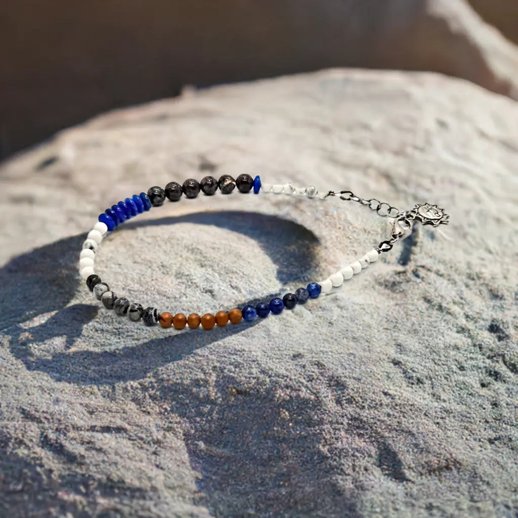 Mini gemstone Ankle Bracelet 8.75" to 11"