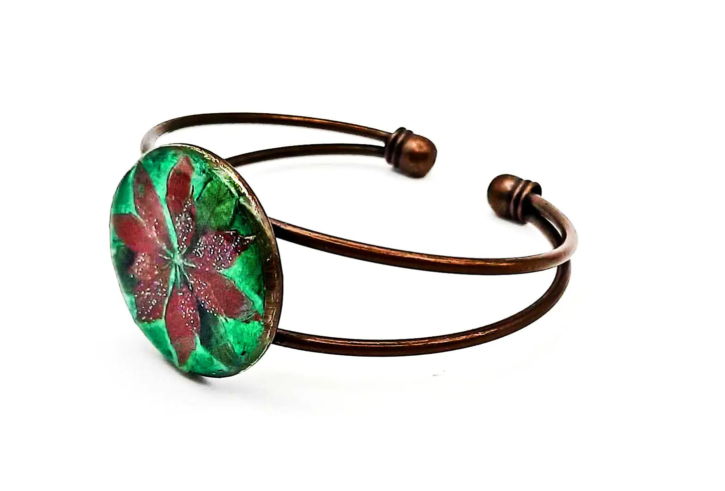 Handcrafted Poinsettia bronze Bracelet - Image #1