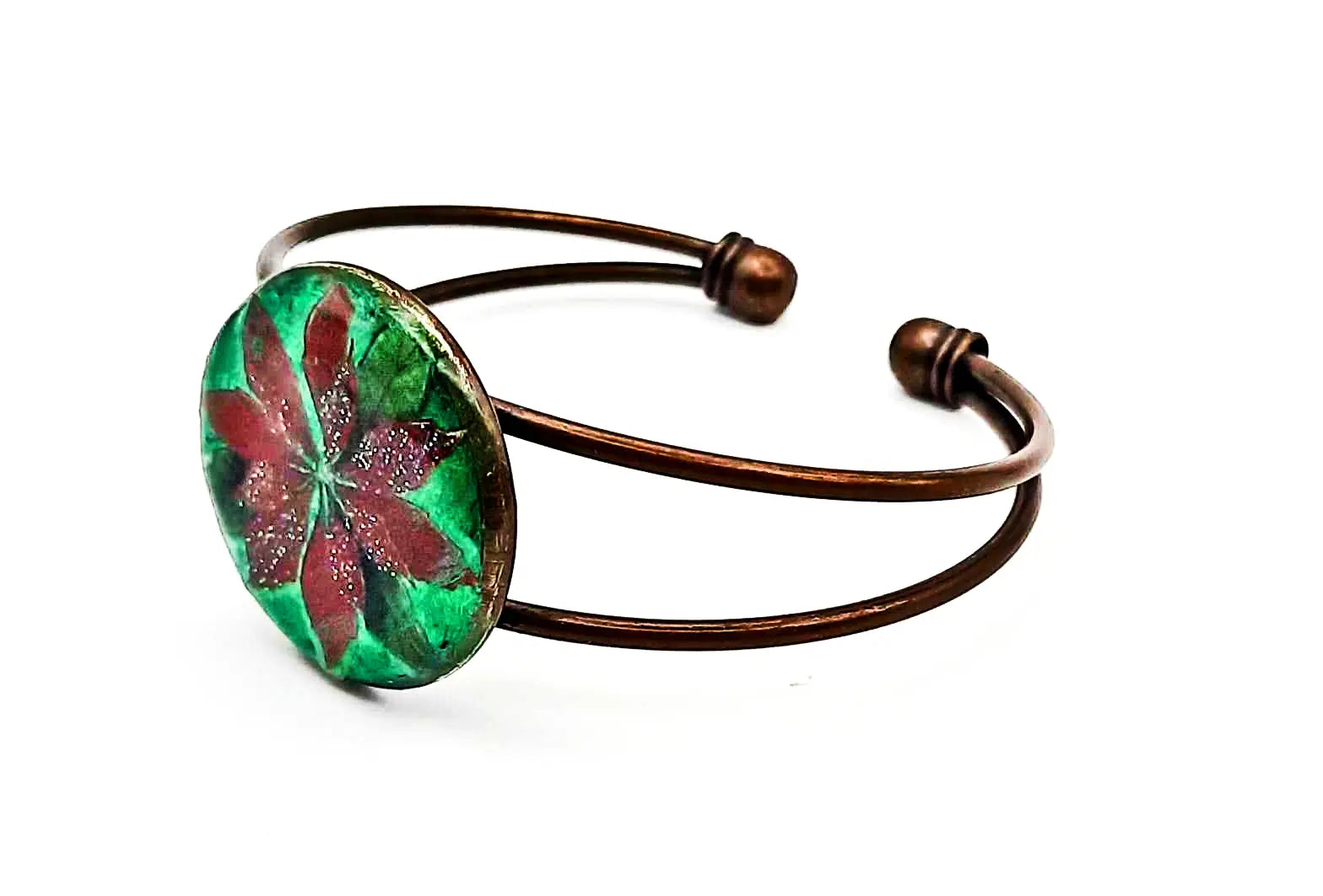 Handcrafted Poinsettia bronze Bracelet - Image #1