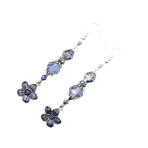 charcoal color enamel flower Earrings