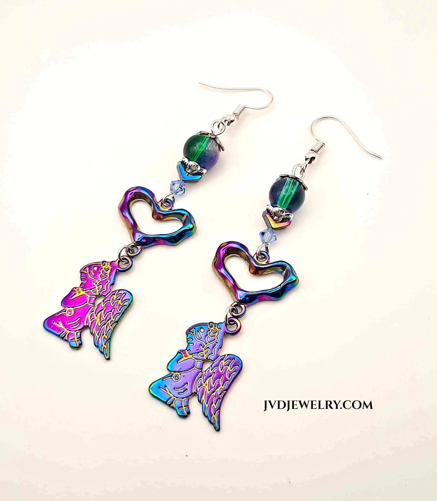 Praying angel heart ion plating earrings