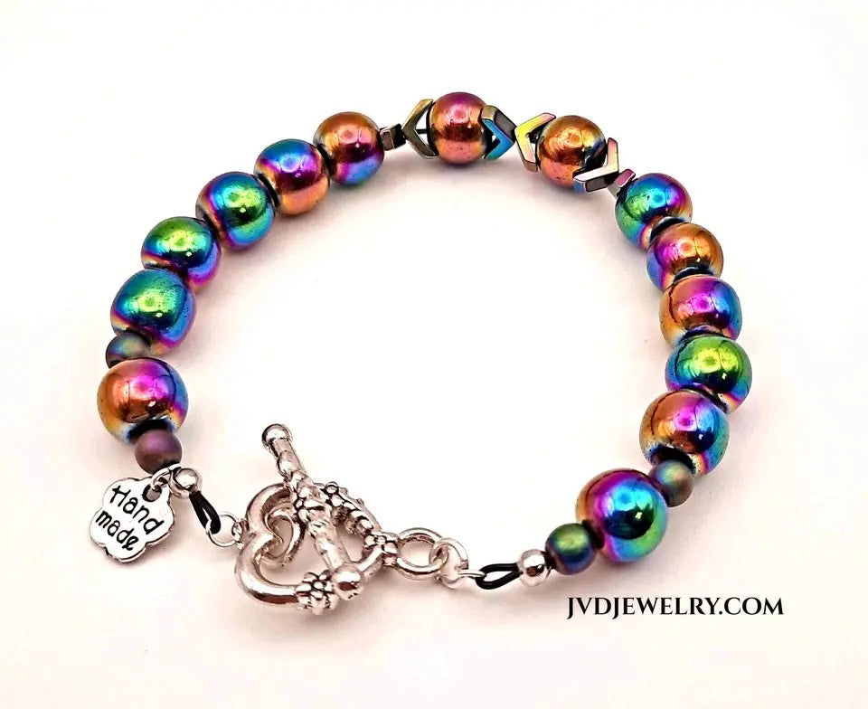 Hematite healing stone rainbow color bracelet