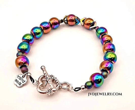 Hematite healing stone rainbow color bracelet - Image #1