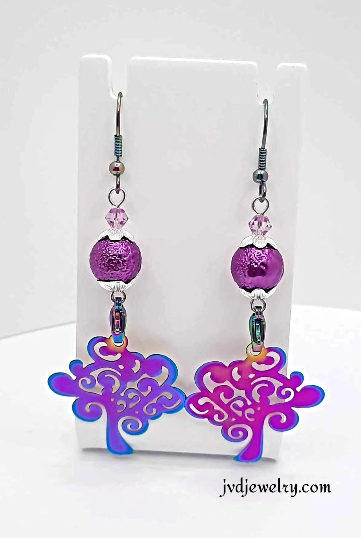 Flat ion plating tree beaded Earrings