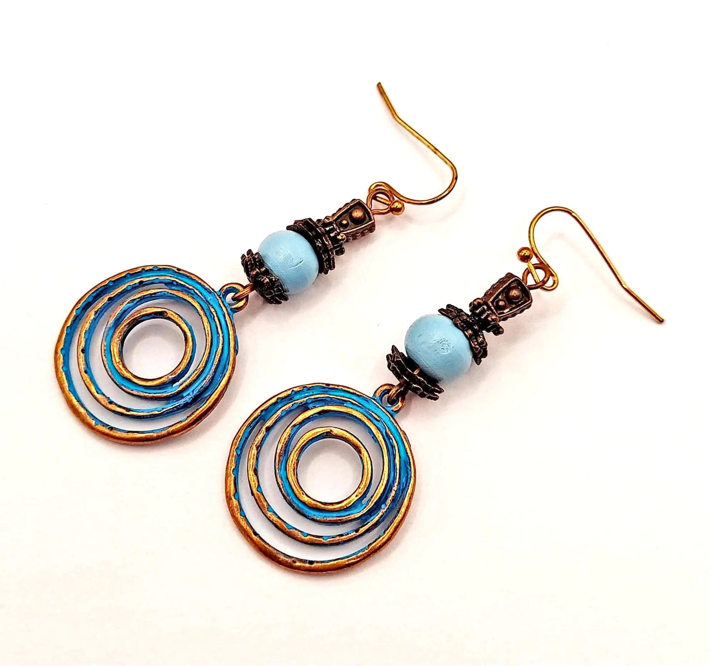 Patin Swirl wood bead 2inches Earrings