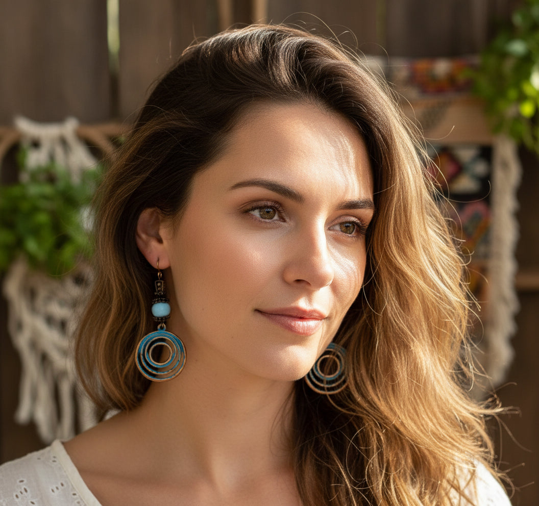 Patin Swirl wood bead 2inches Earrings