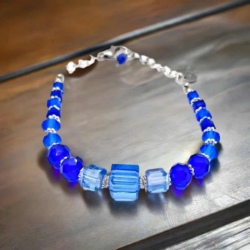 Blue crystal silver bracelet