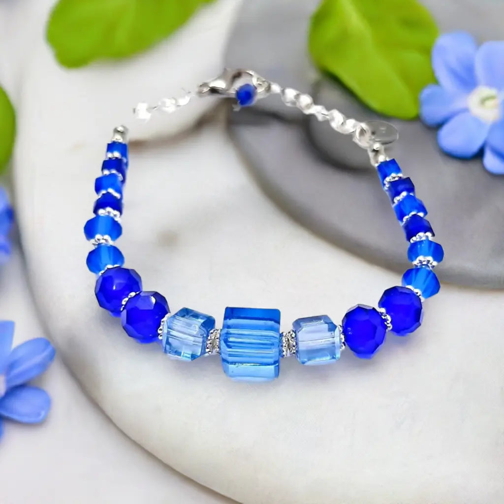 Blue crystal silver bracelet